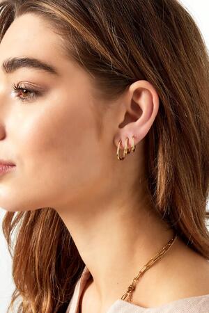 Set of earrings 3 different sizes Gold Stainless Steel h5 Picture2